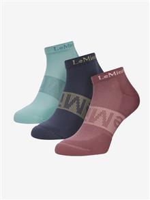 Trainer Sock 3 Pack (Afname per 3) Rosewood/Dusk/Aqua